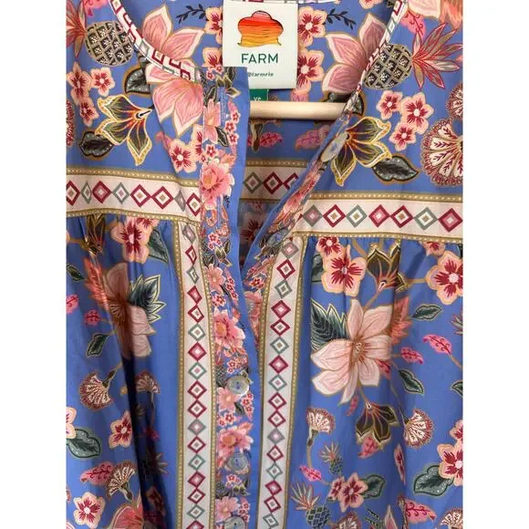 FARM RIO Women's Super Bloom Tapestry Cotton Minidress - Picture 5 of 8